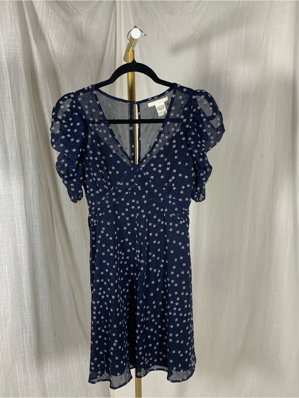 Navy Floral Tie-Back V-Neck Dress | Flirty Lightweight Floral Shell + Slip